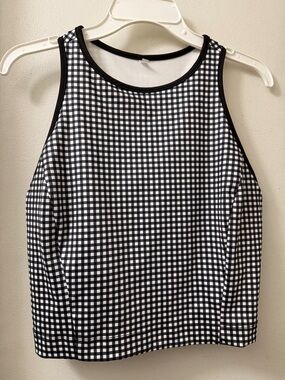 Black and White Gingham Sleeveless Tank Top